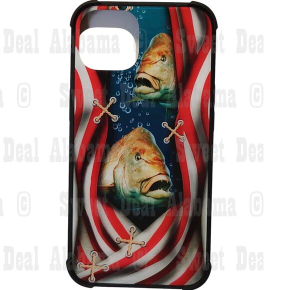 DAIZAG Case Compatible with for iPhone 12/13 (6.1), Red/White w/ Fish Design - Picture 1 of 6